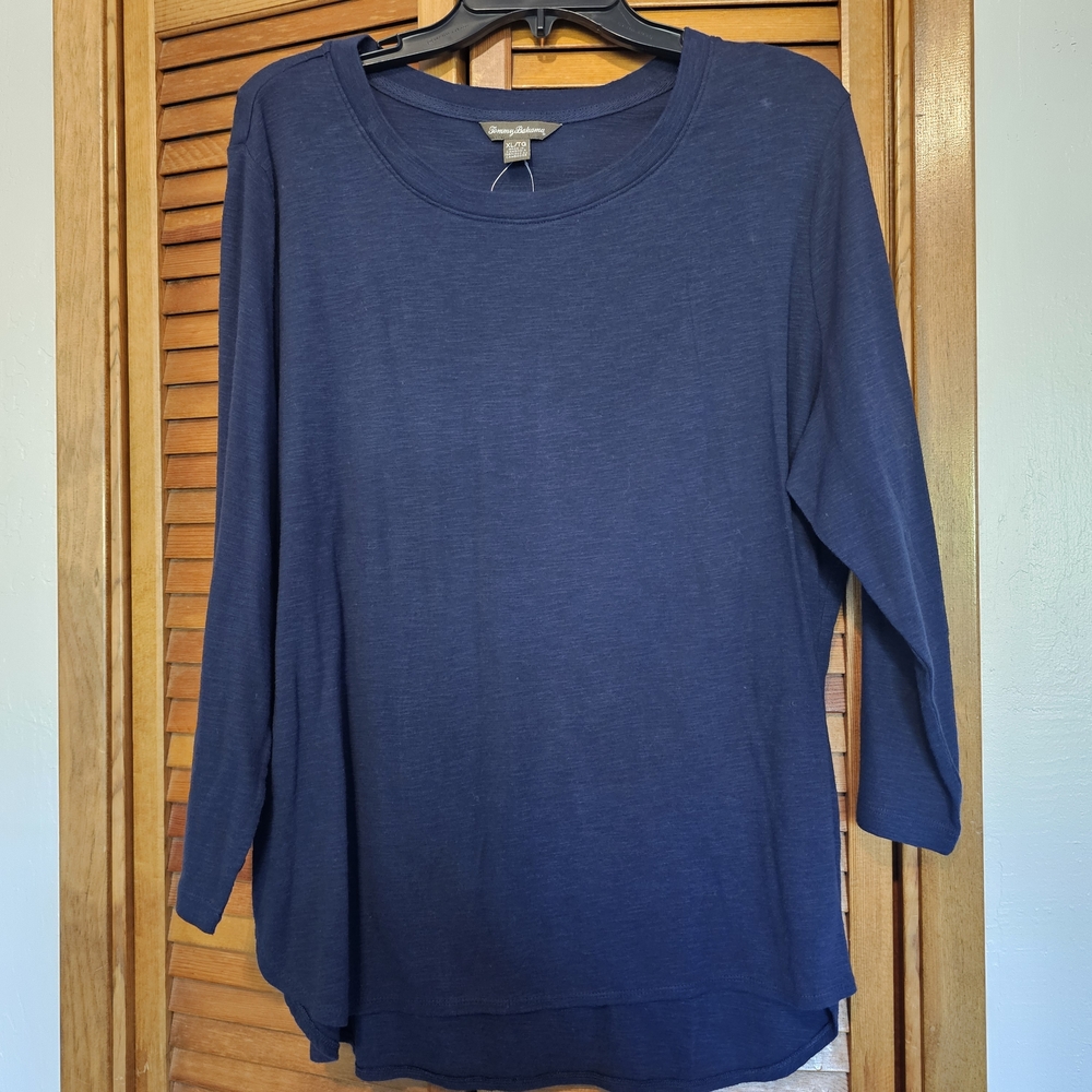 Tommy Bahama Navy Long Sleeve Crewneck Top